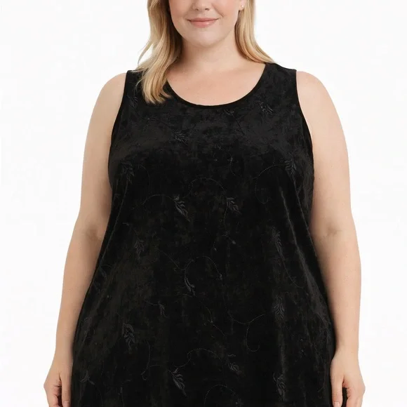 August Max Woman 3X Velvet embroidesleevless top - Picture 2 of 10